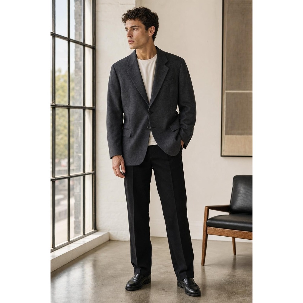 San Remo Wool Blazer Men's‎ 44R Charcoal Gray Super 100's Italian Sport Coat